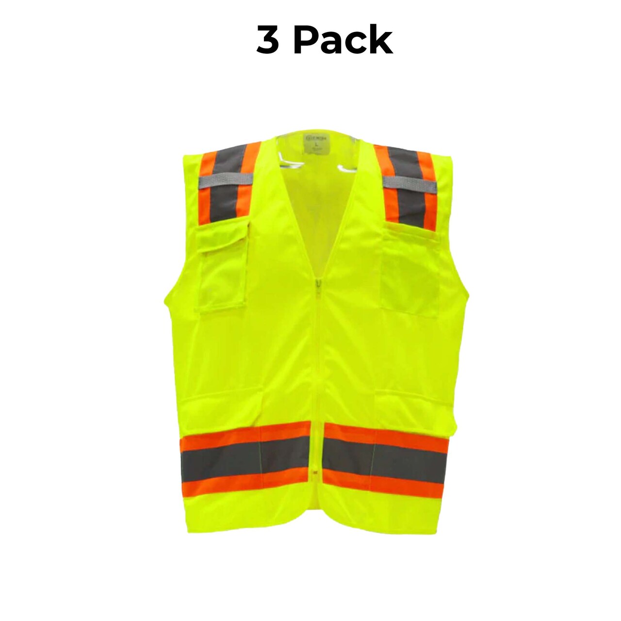 High Visibility Safety Vests Reflective Zipper Front with Pockets Work Gear